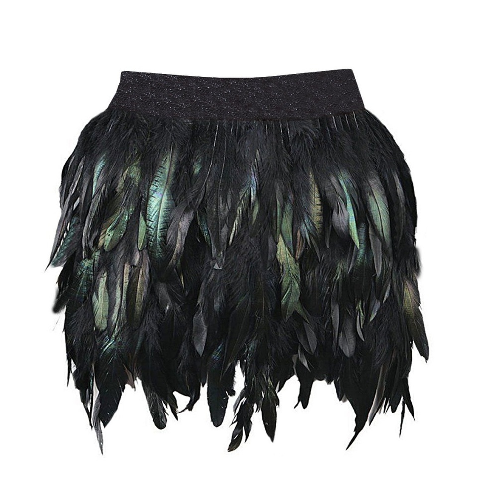 Miuco Faux Feather A Line Mini Skirt